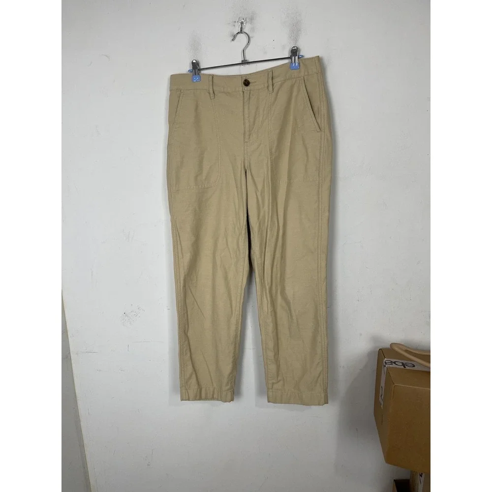 J Crew Womens Pants Size 8 Khaki Chino Ankle Straight Leg Cotton Camp Capsule
